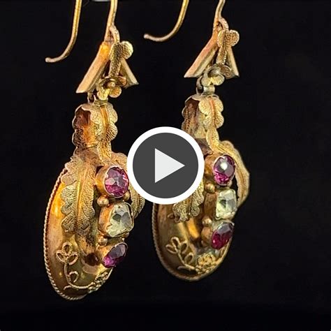 Mid Victorian Garnet Beryl Earrings Circa 1875 Gerard McCabe Antiques