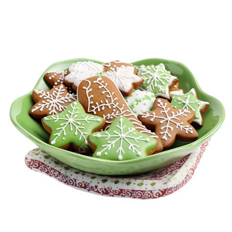 Christmas Gingerbread Cookies On Green Porcelain Platter Christmas