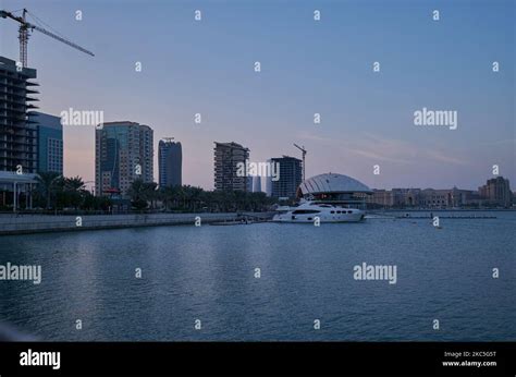 Lusail city, Qatar: Lusail marina sunset view showing the Arabic gulf ...