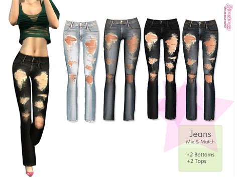 The Sims Resource Dirty Trim Ripped Jeans