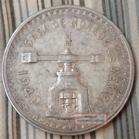 Rare Vintage 1949 Mexican Silver Peso One Ounce Silver Coin Plata Pura Onza