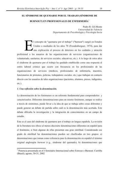 O Estado Da Arte Do Burnout No Brasil BVSDE Desarrollo Sostenible