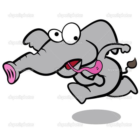 Humor Cartoon Elephant Running With White Background Stock Vector