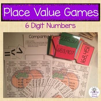 6 Digit Place Value and Comparing and Ordering Games by Lighting Little Minds