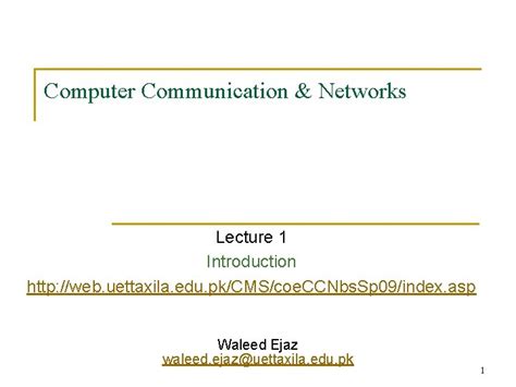 Computer Communication Networks Lecture 1 Introduction Web