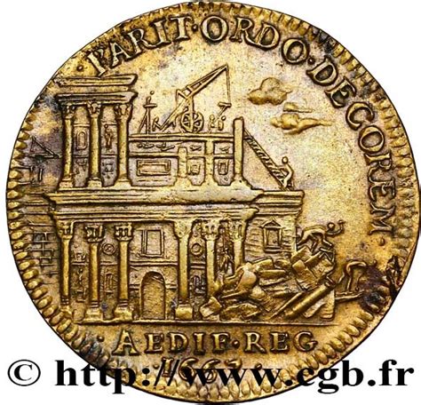 Token Louis XIIII Bâtiments du Roi Parit Ordo Decorem Francia