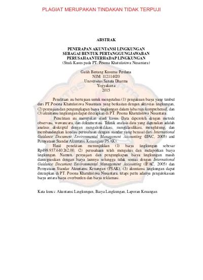 Penerapan Akuntansi Lingkungan Sebagai Bentuk Pertanggungjawaban