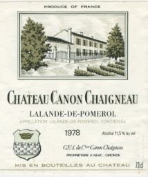 1986 Château Canon Chaigneau France Bordeaux Libournais Lalande de