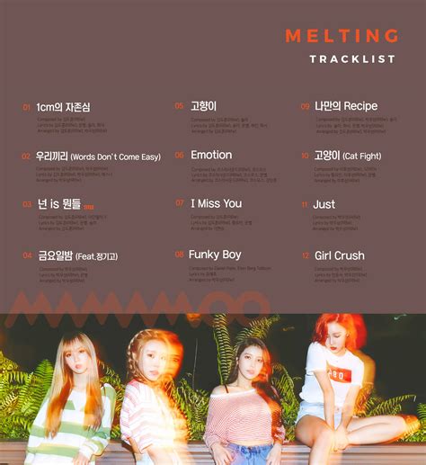 MAMAMOO unveils full tracklist to upcoming album, "Melting" - Koreaboo