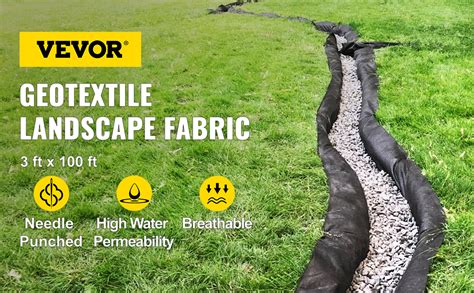 Vevor Geotextile Landscape Ft X Ft Oz Non Woven Pp Drainage