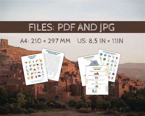 Printable Morocco Road Trip Activity Pack for Kids, Travel Activities