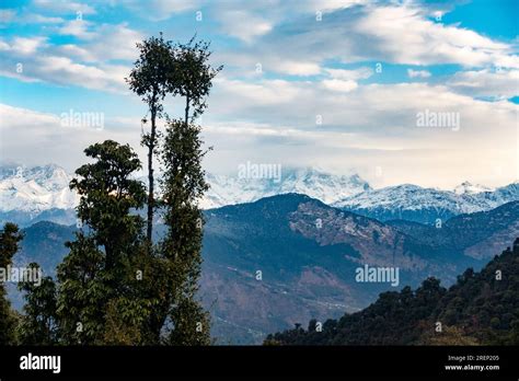 Snow Capped Mountains In The Kartik Swami Hindu Pilgrimage Rudraprayag