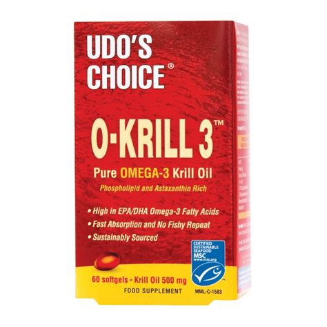 Udo's Choice O-Krill 3 Pure Omega 3 Krill Oil - 60 Capsules - Feelunique