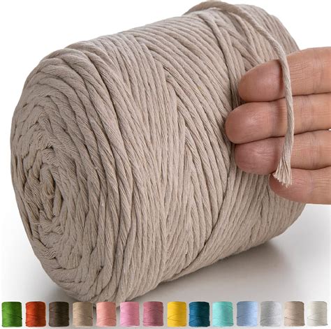 MeriWoolArt Makramee Garn Beige Makramee Garn 4mm Farbig 225m