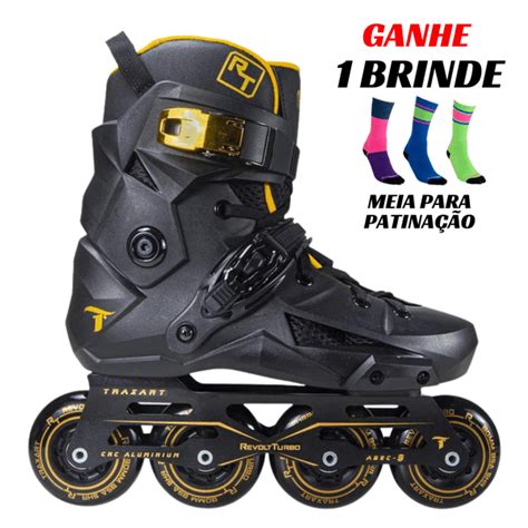 Patins Inline Freestyle Traxart Revolt Turbo Black Gold 80MM ABEC 9