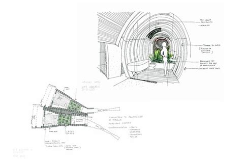 An Architectural Drawing Of The Inside Of A Building With Drawings On