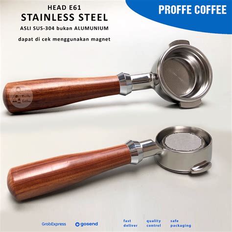 Jual Naked Portafilter E Stainless Steel Asli Dengan Handle Kayu