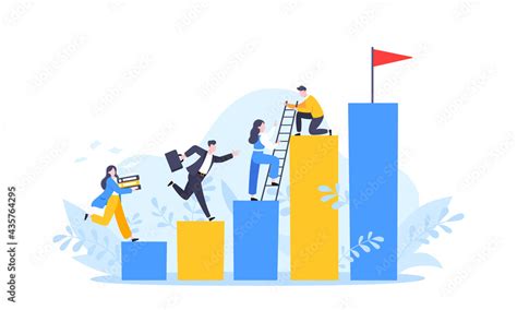 Business Mentor Helps To Improve Career And Holding Stairs Steps Vector