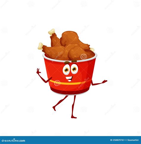 Cartoon Fried Chicken Legs Box Fast Food Character Stock Vector