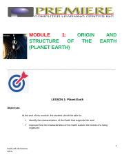 Earth And Life Science Module St Sem Docx Module