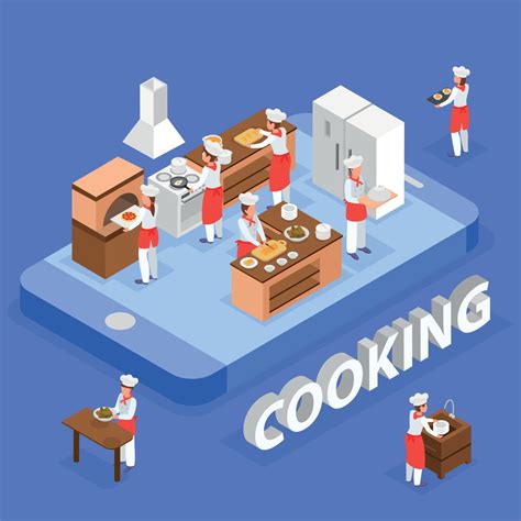 Cooking Isometric Composition Vector Illustration Vector Art At