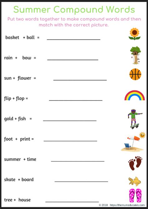 Compound Word Matching Game Teacher Made Twinkl Worksheets Library