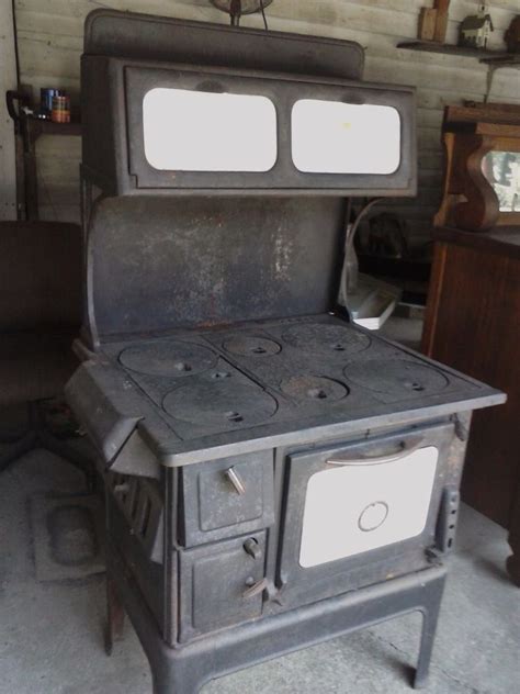 Antique Wood Cook Stovecooklaundry Stove Parlor 6 Burner Cast Iron Rome Eagle Antique Wood