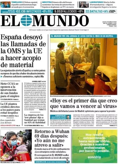 Las Portadas De Los Periódicos De Este Jueves 2 De Abril El Imparcial