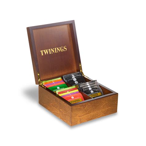 Twinings Deluxe Wooden Tea Box 4 Compartment Filled