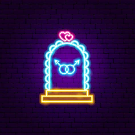 Gay Wedding Arch Enseigne Néon Vecteur Premium