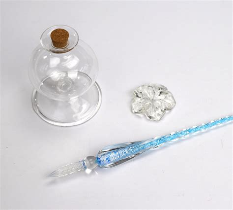 Murano Glass Dip Pen Set With Inkwell And Pen Rest One Pen Etsy