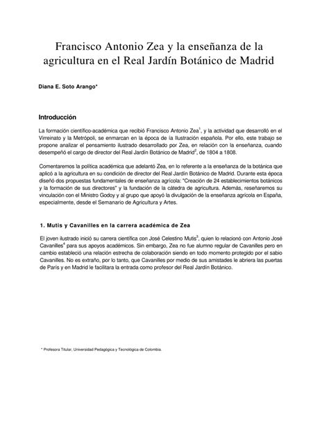 PDF Francisco Antonio Zea y la enseñanza de la agricultura en el Real