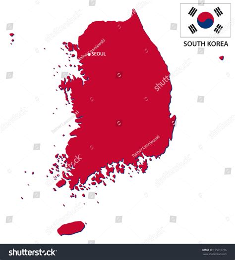 South Korea Map Flag Stock Vector Royalty Free 195010736 Shutterstock