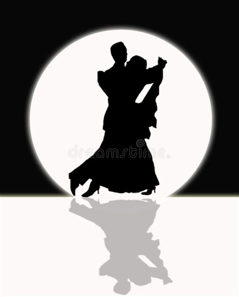 Ballroom Dancing In The Moonlight, Black and White. Silhouette of ...