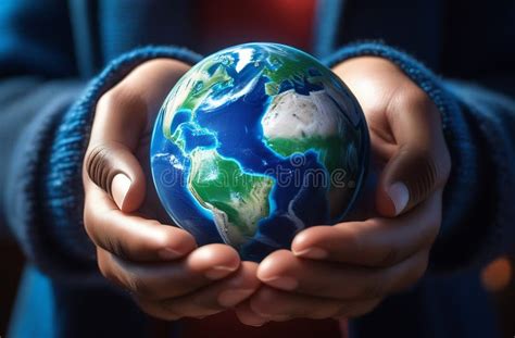 Earth Hour Concept. Planet in Hands of Black Man Stock Image - Image of ...