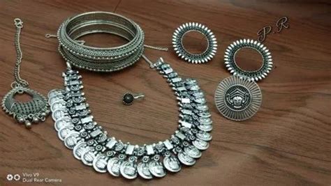 Silver Oxidized Metal Jewelry Set at Rs 450/number in Chennai | ID ...