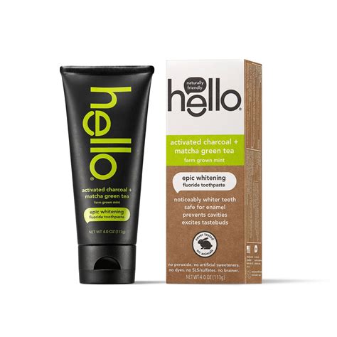 hello Activated Charcoal + Matcha Green Tea Epic Whitening Fluoride