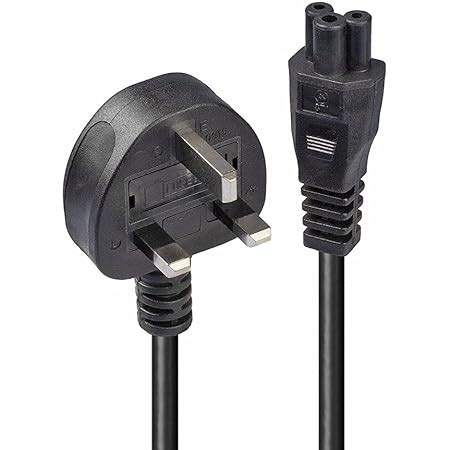 LINDY 30460 1m UK 3 Pin Plug To IEC C5 Cloverleaf Power Cable Black