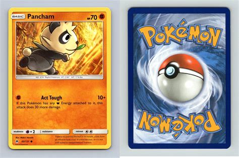 Pancham 65 131 Sun Moon Forbidden Light Common Pokemon 2018 TCG Card