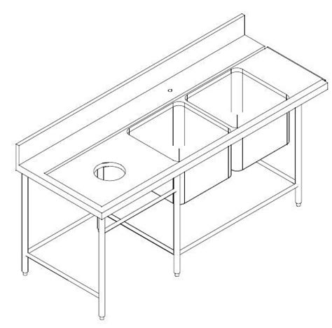 Ss Soiled Dish Double Bowl Sink Table Cw Waste Scrap Hole Kitchen