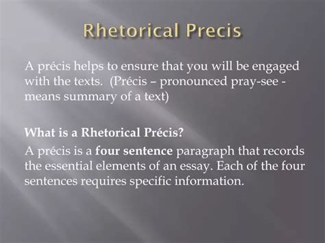 Ppt Rhetorical Precis Powerpoint Presentation Free Download Id 1960380