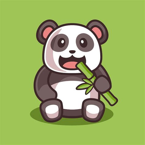 Premium Vector Cartoon Cute Panda Eating Bamboo Illustration