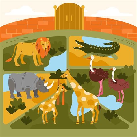 Free Vector | Hand drawn zoo map illustration