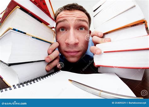 Funny Student Looking from Behind the Books Stock Image - Image of ...