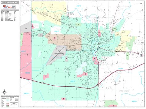 Battle Creek Michigan Wall Map Premium Style By Marketmaps