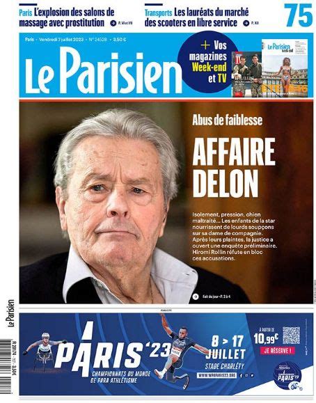 Alain Delon Le Parisien Magazine 07 July 2023 Cover Photo France