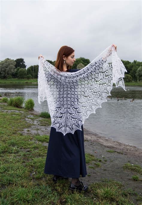 Estonian Lace Knitted Shawl White Mohair Wedding Shawl Etsy