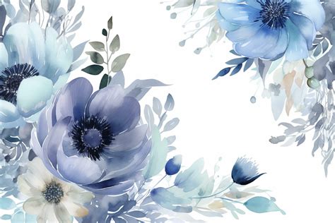 Watercolor blue floral background Generative Art 24445662 Stock Photo ...