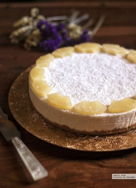 Tarta de mousse de piña y coco Receta de postre fácil sencilla y