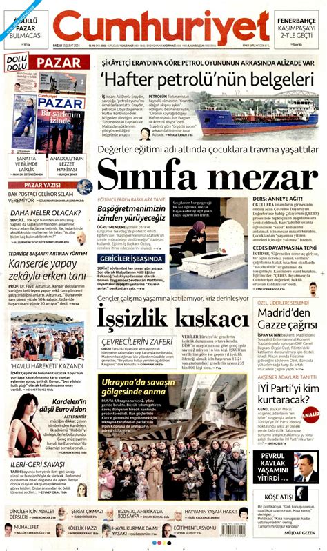 Cumhuriyet Gazetesi 25 Şubat 2024 Pazar